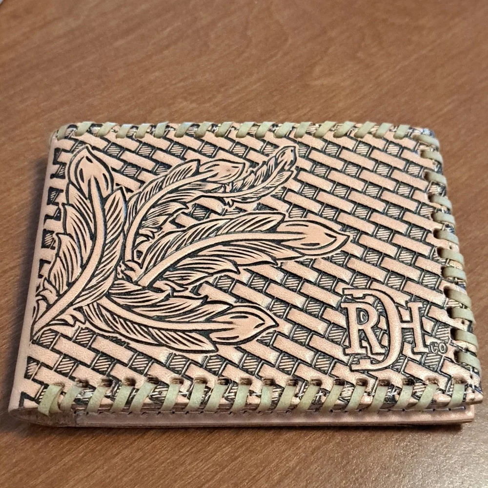 Red Dirt Zhat Woven Leather Money Clip - Tan and Black
